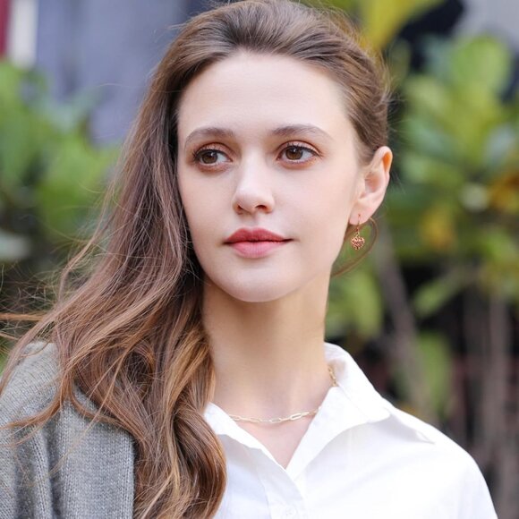 Women's Red Heart Dangle Drop French Style Leverback Earrings Jewelry - Picture 6 of 8